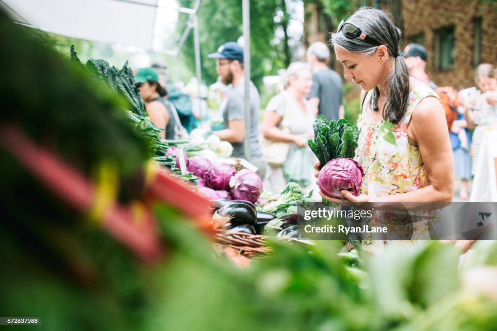 Farmers Market Shopping Mature Woman