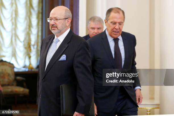 Secretary-General Lamberto Zannier meets with Russian Foreign Minister Sergei Lavrov at the guest house of Russian Foreign Ministry building in...