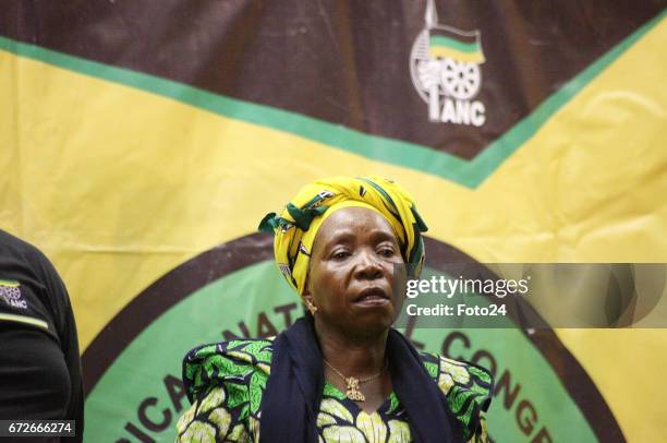 Nkosazana Dlamini-Zuma addresses the ANC Youth League members and students at the Durban University of Technology on April 20, 2017 in Durban, South...