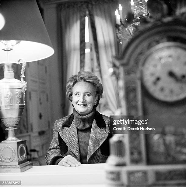 French politician Bernadette Chirac, wife of President Jacques Chirac, in a drawing room at the Elysée Palace, Paris, 1999.