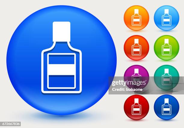 glue bottle icon on shiny color circle buttons - glue stick white background stock illustrations