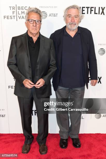 Actors Dustin Hoffman and Robert De Niro attend the 2017 Tribeca Film Festival, Tribeca Talks: Director's Series: Noah Baumbach at BMCC Tribeca PAC...