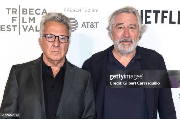 Actors Dustin Hoffman and Robert De Niro attend the 2017 Tribeca Film Festival, Tribeca Talks: Director's Series: Noah Baumbach at BMCC Tribeca PAC...