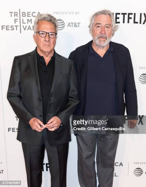 Actors Dustin Hoffman and Robert De Niro attend the 2017 Tribeca Film Festival, Tribeca Talks: Director's Series: Noah Baumbach at BMCC Tribeca PAC...