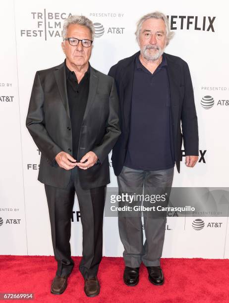 Actors Dustin Hoffman and Robert De Niro attend the 2017 Tribeca Film Festival, Tribeca Talks: Director's Series: Noah Baumbach at BMCC Tribeca PAC...