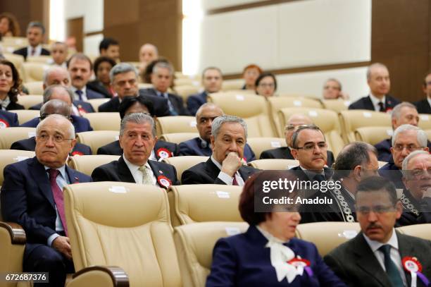 Former Speakers of the Grand National Assembly of Turkey , Cemil Cicek , Koksal Toptan , Bulent Arinc and former Justice Minister of Turkey Sadullah...