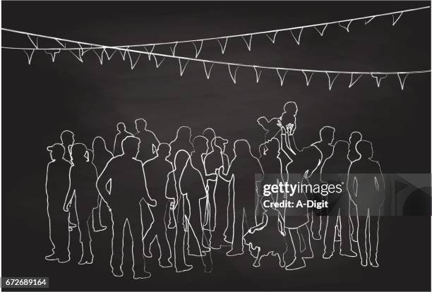 family gathering party - street party stock illustrations
