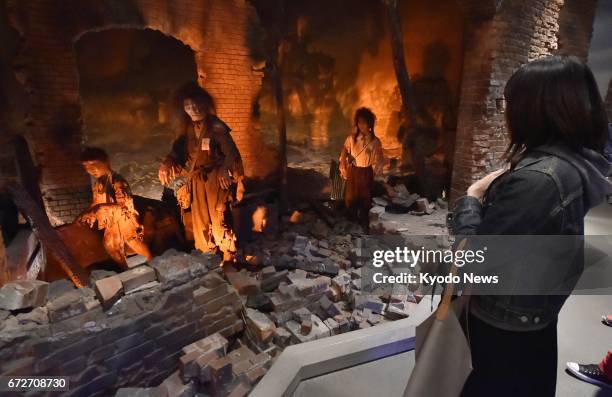 Mannequins created in the image of victims of the 1945 atomic bombing of Hiroshima are on display for the last time in the Main Building of the...