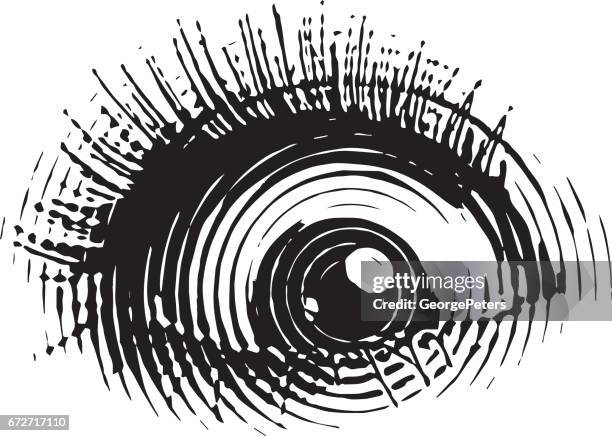 gravierte auge mit schockiert ausdruck - ausgebleicht stock-grafiken, -clipart, -cartoons und -symbole