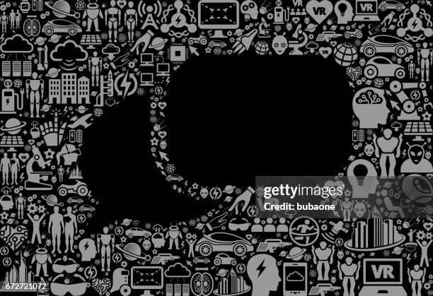 chat future and futuristic technology vector icon black background - alien language stock illustrations