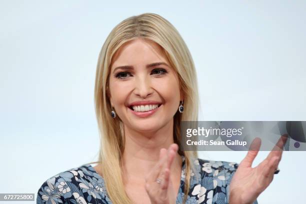 Ivanka Trump, daughter of U.S. President Donald Trump, is seen on stage of the W20 conference on April 25, 2017 in Berlin, Germany. The conference,...
