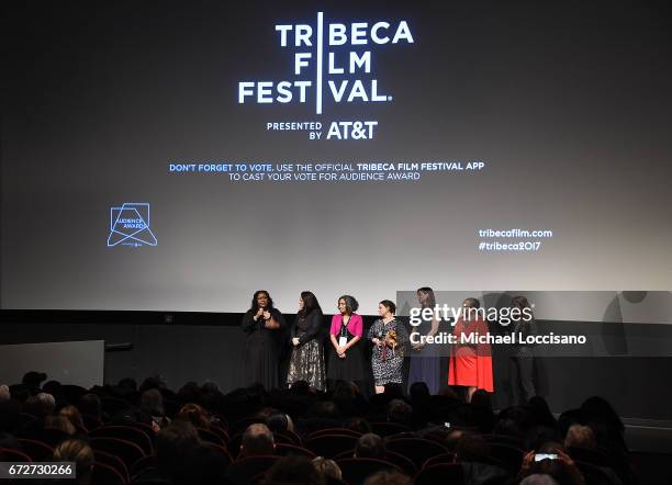 Film subject Ericka, Co-Directors Trish Adlesic and Geeta Gandbhir, film subject Helena Lazaro, Actress/Film Producer Mariska Hargitay, film subject...