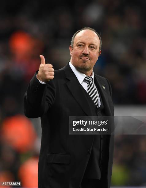 Newcastle manager Rafa Benitez salutes the crowd after the Sky Bet Championship match between Newcastle United and Preston North End at St James'...