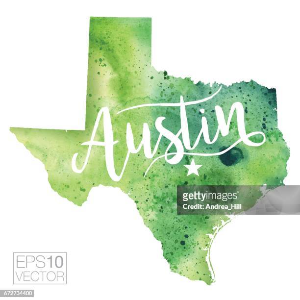 austin, texas, usa vector watercolor map - austin texas vector stock illustrations