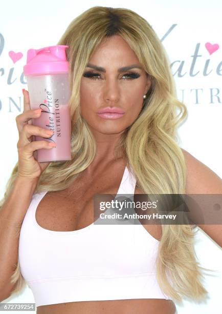 Katie Price launches her new range of nutrition products at The Worx Studio's on April 25, 2017 in London, England.