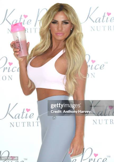 Katie Price launches her new range of nutrition products at The Worx Studio's on April 25, 2017 in London, England.