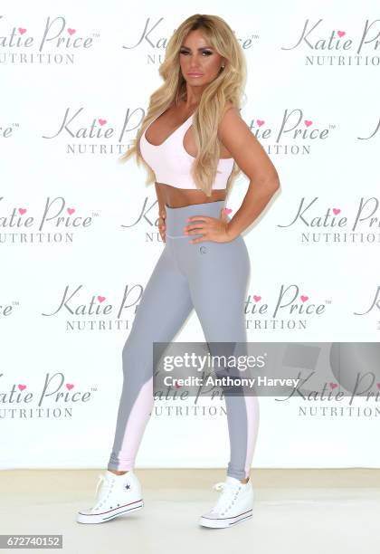 Katie Price launches her new range of nutrition products at The Worx Studio's on April 25, 2017 in London, England.