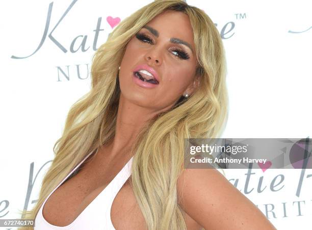 Katie Price launches her new range of nutrition products at The Worx Studio's on April 25, 2017 in London, England.