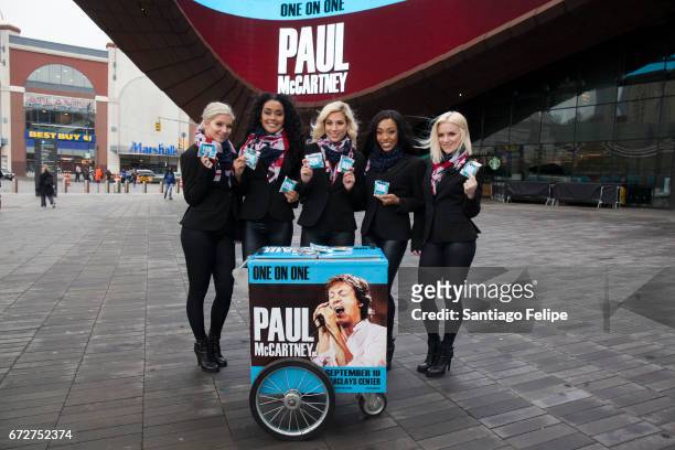 Brooklynettes hand out cookies while promoting the new run of New Jersey and New York dates of Paul McCartney's One On One Tour at Barclays Center of...