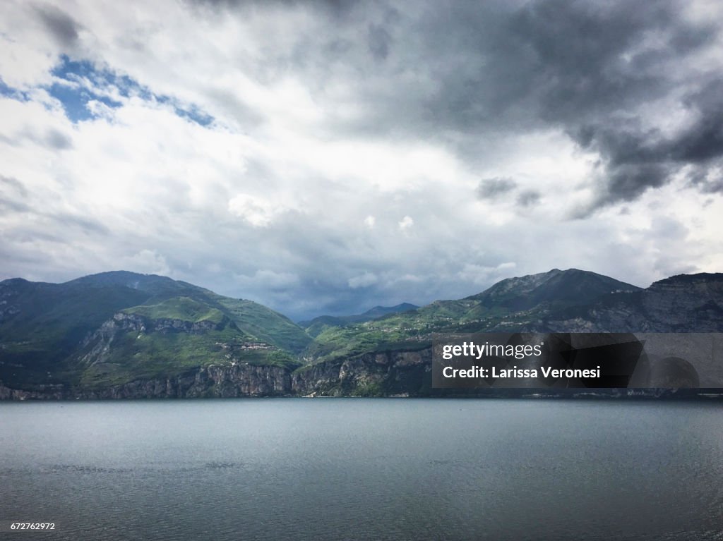 View of Lake Garda with clouds