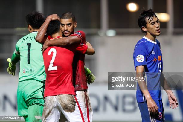 Alan Carvalho of Guangzhou Evergrande celebrates after his second goal during 2017 AFC Champions League group match between Eastern Sports Club and...