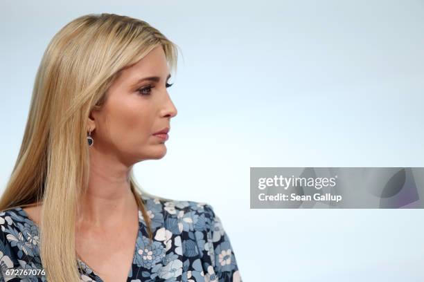 Ivanka Trump, daughter of U.S. President Donald Trump, is seen on stage of the W20 conference on April 25, 2017 in Berlin, Germany. The conference,...