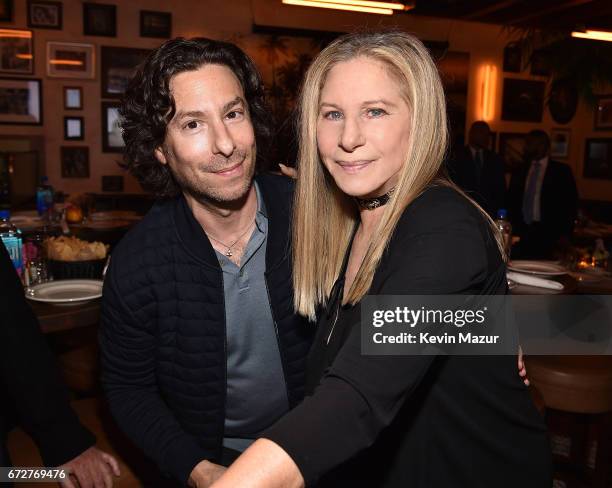 Jason Gould and Barbra Streisand attend Barbra Streisand's 75th birthday at Cafe Habana on April 24, 2017 in Malibu, California.