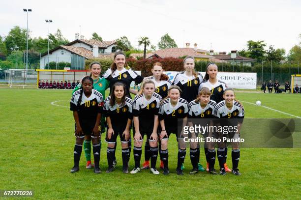 Belgium women's U16 players poses before the 2nd Female Tournament 'Delle Nazioni' match between Germany U16 and Belgium at Stadio Comunale on April...