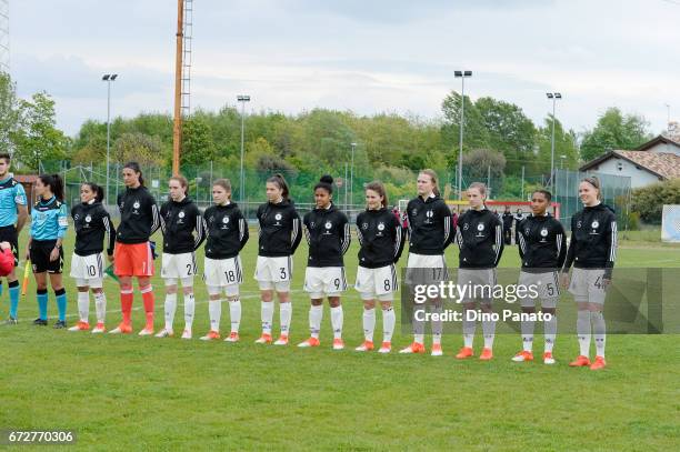 Germany women's U16 and players poses before the 2nd Female Tournament 'Delle Nazioni' match between Germany U16 and Belgium at Stadio Comunale on...