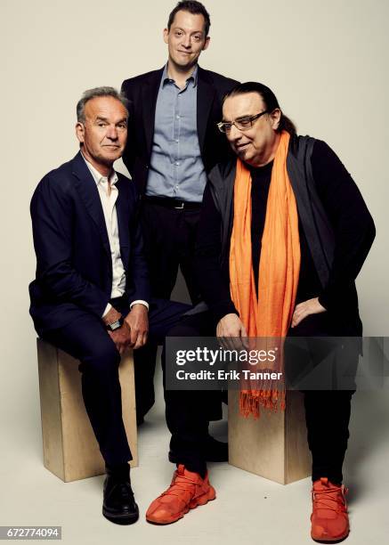 Nick Broomfield, Marc Hoeferlin and Rudi Dolezal from 'Whitney: Can I Be Me' pose at the 2017 Tribeca Film Festival portrait studio on April 24, 2017...