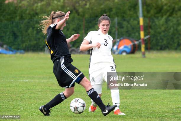 Anika Metzner of Germany Women's U16 competes with Fleur Cordier of Belgium Women's U16 during the 2nd Female Tournament 'Delle Nazioni' match...