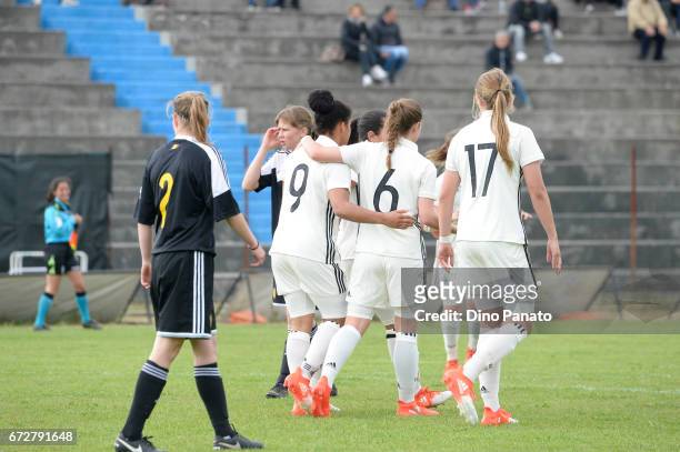 Shekiera Martinez of Germany Women's U16 celebrates after scoring his teams second goal during the 2nd Female Tournament 'Delle Nazioni' match...