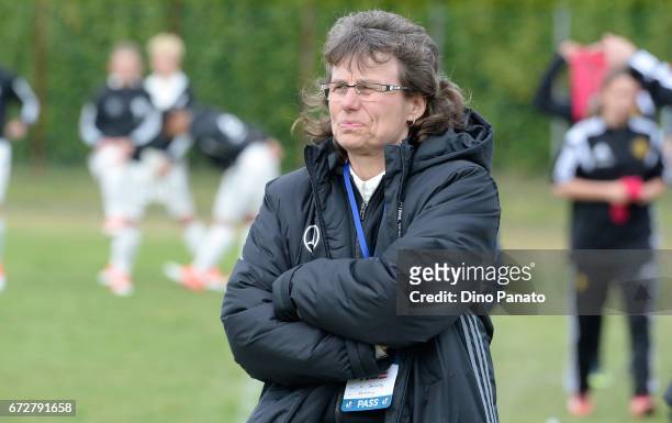 Head coach of Germany Women's U16 Ulriche Ballweg looks on during the 2nd Female Tournament 'Delle Nazioni' match between Germany U16 and Belgium at...