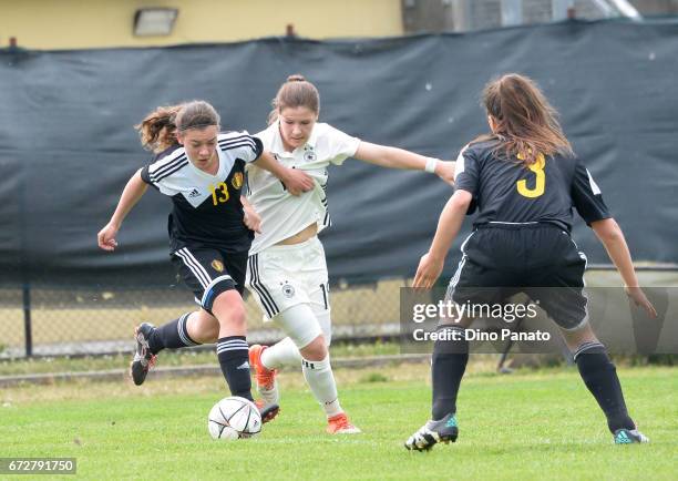 Michelle Klostermann of Germany Women's U16 competes with Fleur Cordier Belgium Women's U16 during the 2nd Female Tournament 'Delle Nazioni' match...