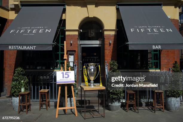 The Premiership Rugby Trophy during the Media Lunch to celebrate the 15th Premiership Rugby Final With Ugo Monye And Mark McCafferty at Jamie...