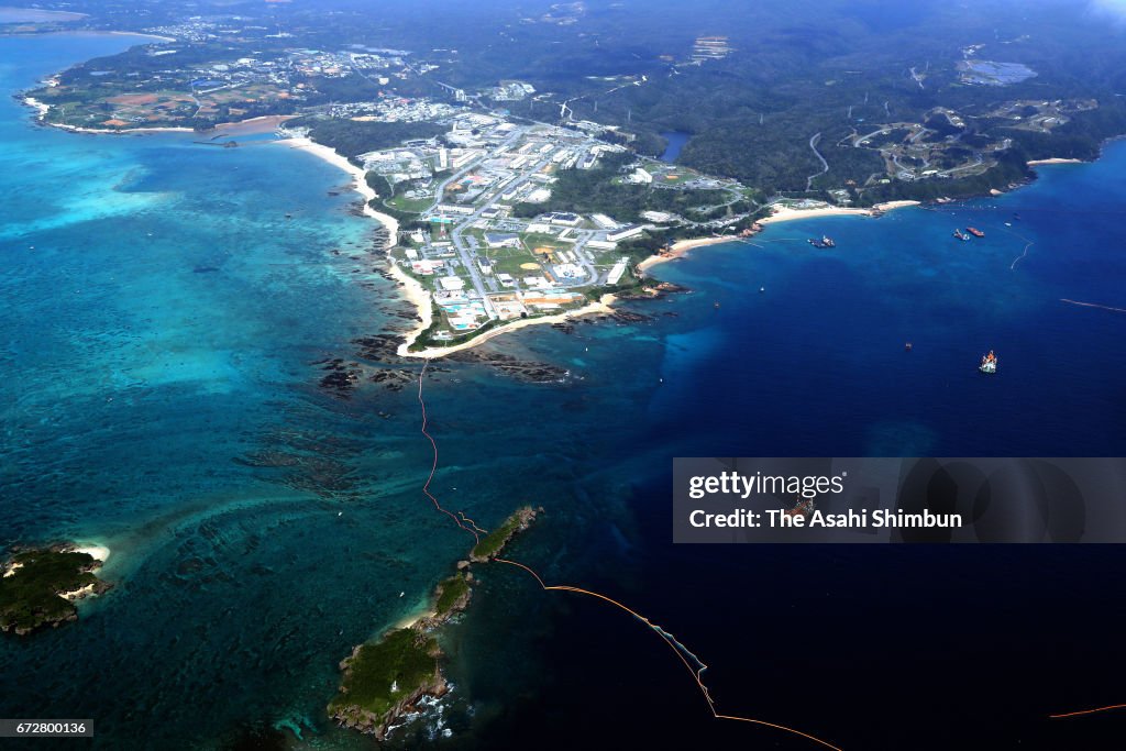 Henoko Project In this aerial image, a general view of Henoko area is seen on April ...