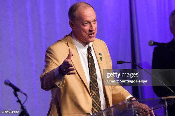 Jim Kelly speaking during the 2017 Kelly Cares Foundation Irish Eyes Gala at The Pierre Hotel on April 24, 2017 in New York City.