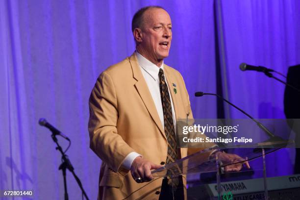 Jim Kelly speaking during the 2017 Kelly Cares Foundation Irish Eyes Gala at The Pierre Hotel on April 24, 2017 in New York City.