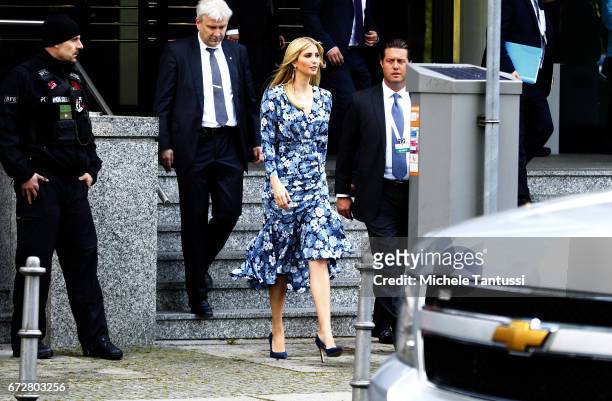 Ivanka Trump, First Daughter and Advisor to the President of the United States of America leaves the W20 conference on April 25, 2017 in Berlin,...