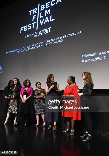 Film subject Ericka, Co-Directors Trish Adlesic and Geeta Gandbhir, film subject Helena Lazaro, Actress/Film Producer Mariska Hargitay, film subject...