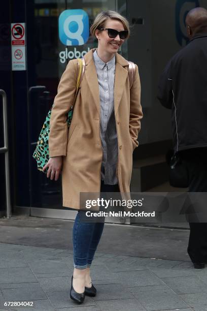 Claire Richards from Steps seen leaving the Global Radio Studios on April 25, 2017 in London, England.