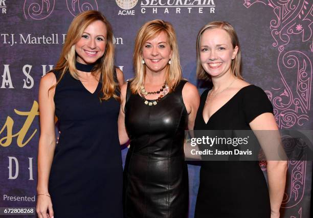 Danielle Breezy of News Channel 2, Ellen Truley of SESAC, and Aileen Crowley attend Best Cellars Wine Dinner hosted by T.J. Martell Foundation on...