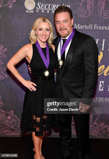 Wine Hosts Melissa Beckham and Rob Beckham attend Best Cellars Wine Dinner hosted by T.J. Martell Foundation on April 24, 2017 in Nashville,...