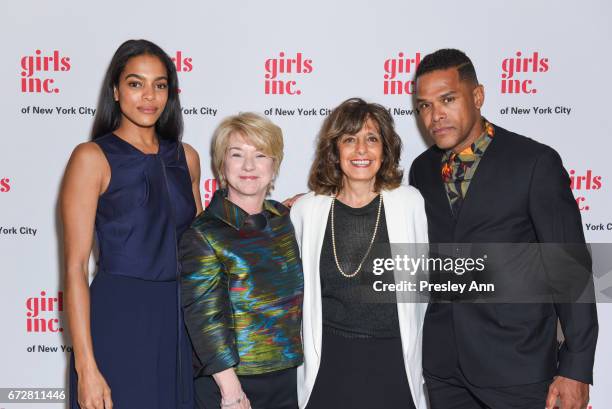 Amber Tolliver, Sarah "Sally" Miller, Pam Marlado and Maxwell attend Girls Inc. Of New York City 2017 spring luncheon at The Metropolitan Club on...