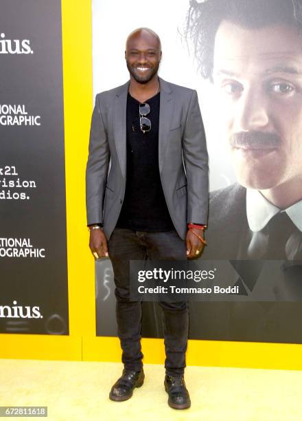 Actor Sammi Rotibi attends the Los Angeles Premiere Screening of National Geographics 'Genius' the Fox Theater on April 24, 2017 in Los Angeles,...