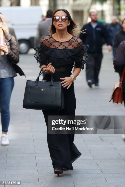 Myleene Klass seen at the Global Radio Studios on April 25, 2017 in London, England.