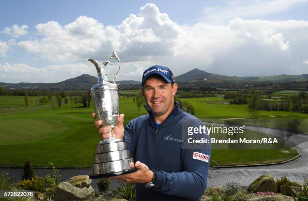 Padraig Harrington of Ireland with the Claret Jug at a media day at Dun Laoghaire Golf Club on April 25, 2017 in Dublin, Ireland.