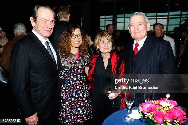Tommy Lee Jones, Dawn Laurel-Jones, Jean Goebel and Dan Rather attend International Center of Photography 33rd Annual Infinity Awards at Pier Sixty...
