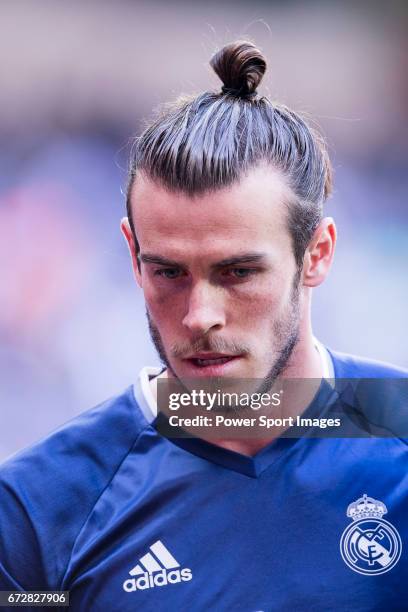 Gareth Bale of Real Madrid prior to the La Liga match between Real Madrid and Atletico de Madrid at the Santiago Bernabeu Stadium on 08 April 2017 in...