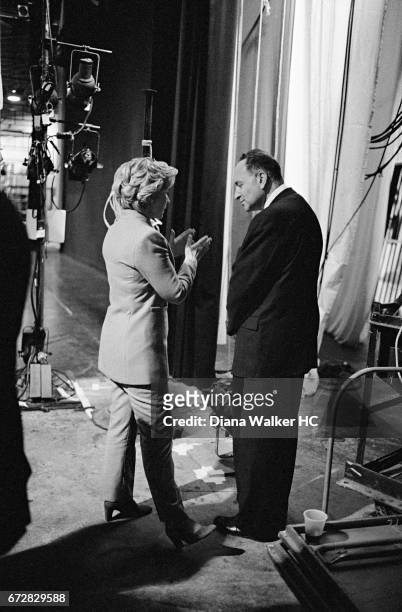 First Lady Hillary Rodham Clinton and New York congressman Charles Schumer are photographed on December 3, 1998 at the Colden Center for the...